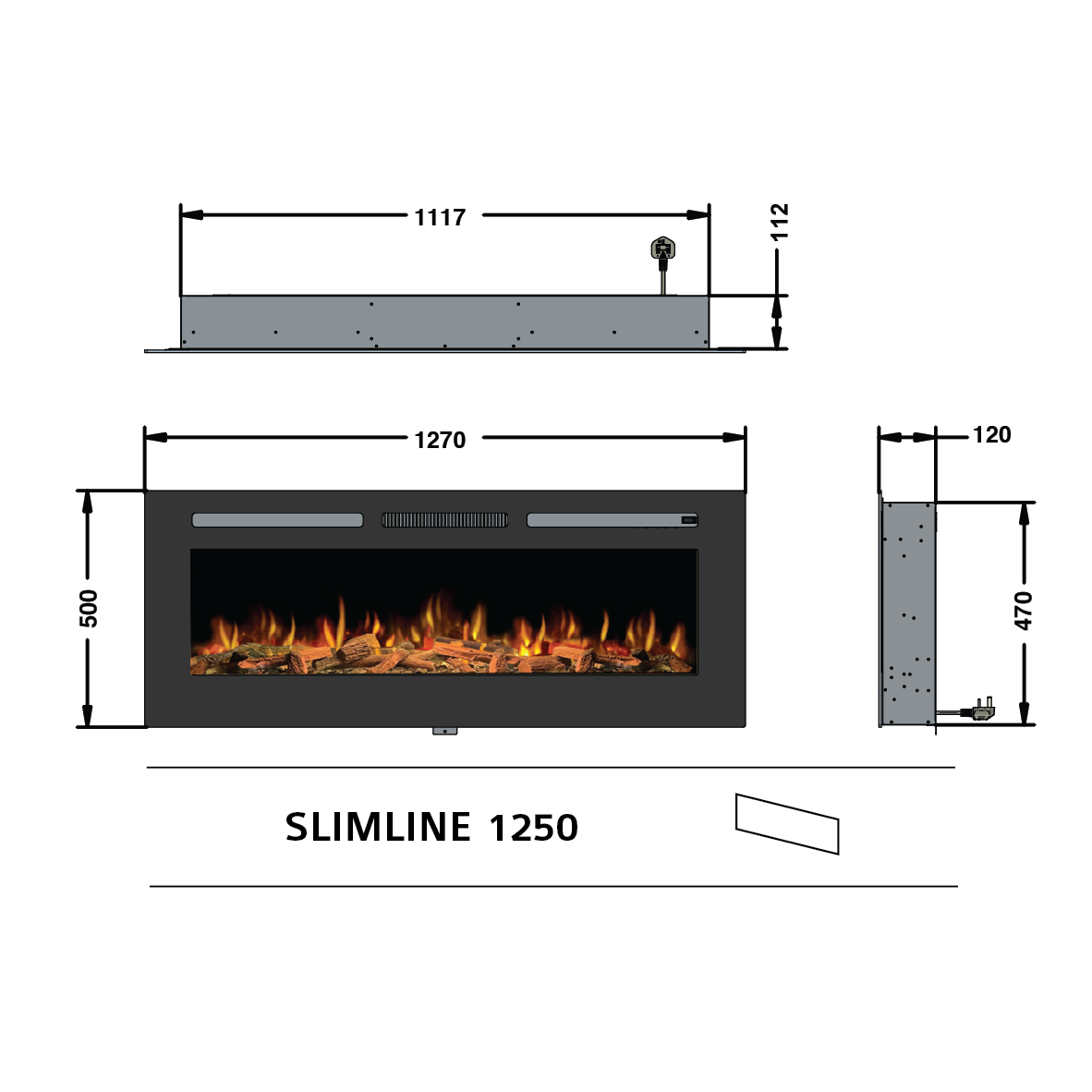 Ilektro IS50 50″ Slimline Landscape Electric Fire UK