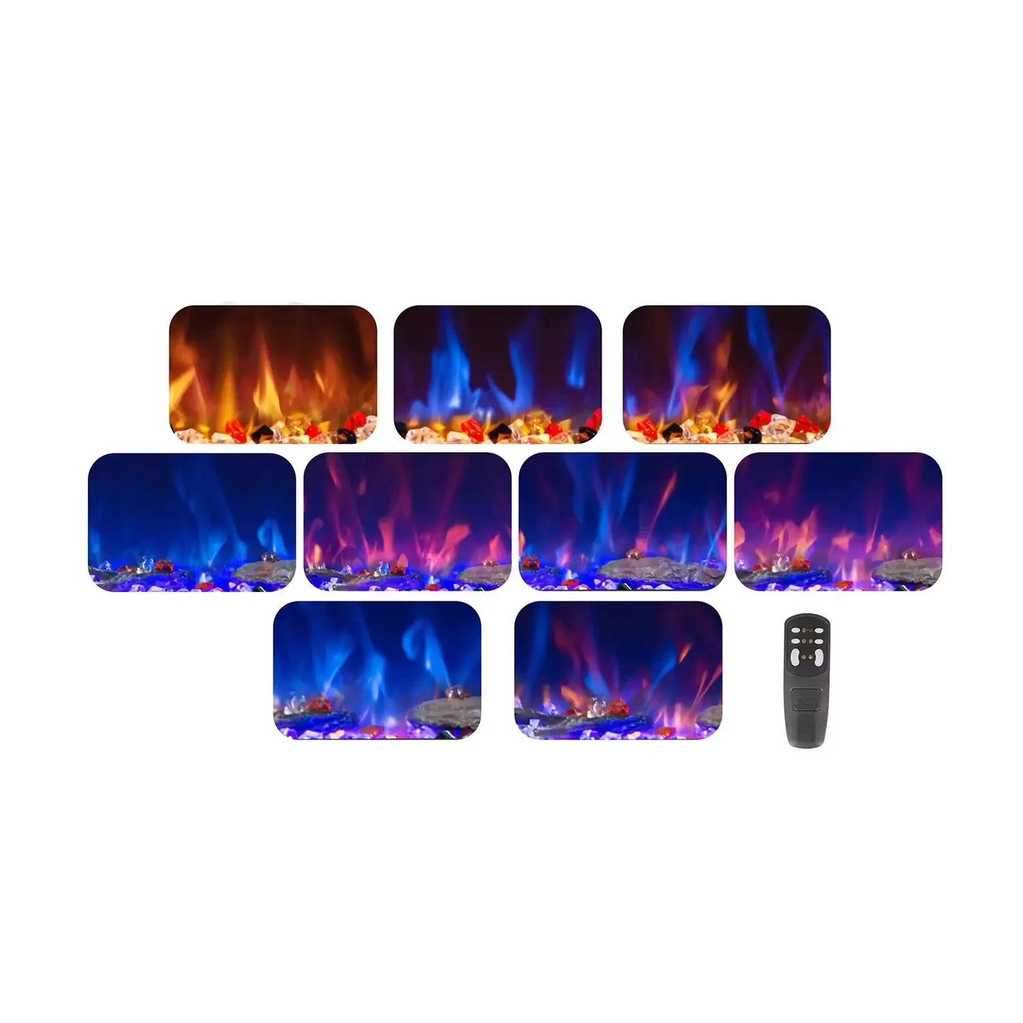 Azurite Wall-Mounted Electric Fireplace - Black - 182 cm