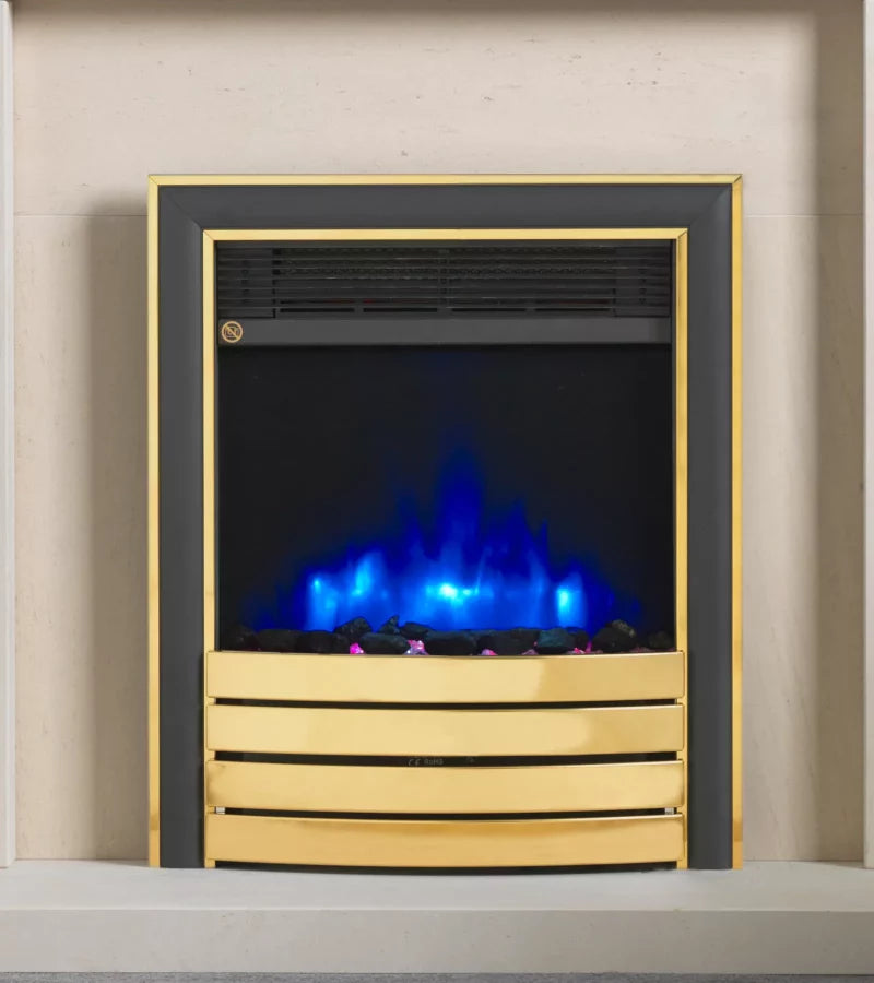 Charlton & Jenrick 16″ 4D Ecoflame Electric Fire with Chrome/Black or Brass Elite Fascia UK