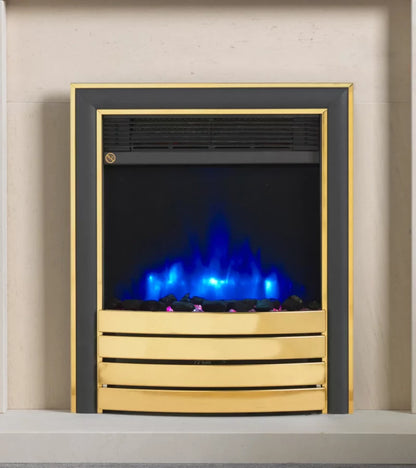 Charlton & Jenrick 16″ 4D Ecoflame Electric Fire with Chrome/Black or Brass Elite Fascia UK