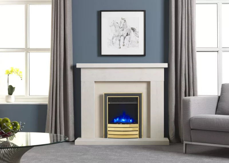 Charlton & Jenrick 16″ 4D Ecoflame Electric Fire with Chrome/Black or Brass Elite Fascia UK