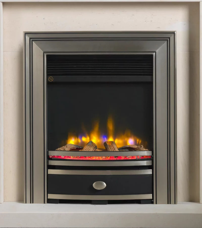 Charlton & Jenrick 16″ 4D Ecoflame Electric Fire with Square Cast Fascia in Gun Metal / Pewter UK