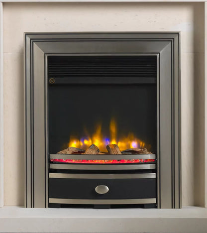 Charlton & Jenrick 16″ 4D Ecoflame Electric Fire with Square Cast Fascia in Gun Metal / Pewter UK