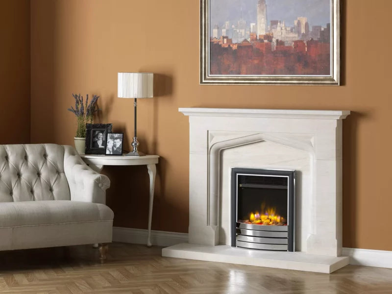 Charlton & Jenrick 16″ 4D Ecoflame Electric Fire with Chrome/Black or Brass Elite Fascia UK
