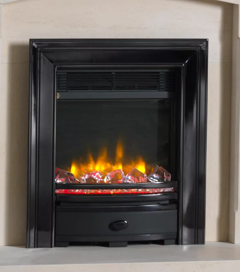 Charlton & Jenrick 16″ 4D Ecoflame Electric Fire with Square Cast Fascia in Gun Metal / Pewter UK