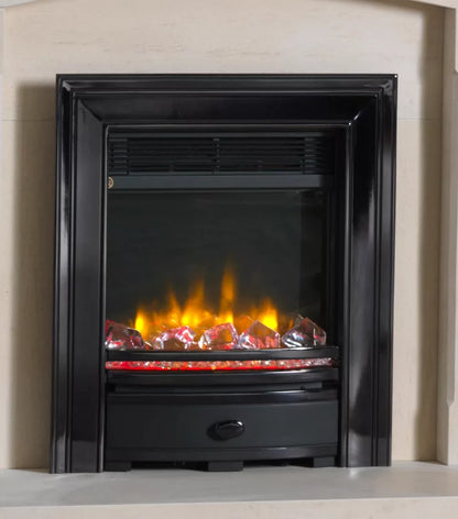 Charlton & Jenrick 16″ 4D Ecoflame Electric Fire with Square Cast Fascia in Gun Metal / Pewter UK