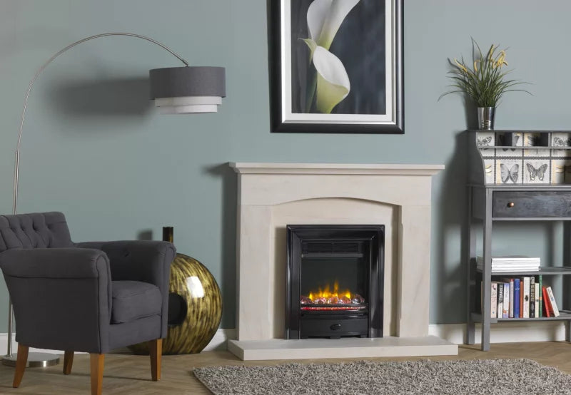 Charlton & Jenrick 16″ 4D Ecoflame Electric Fire with Square Cast Fascia in Gun Metal / Pewter UK