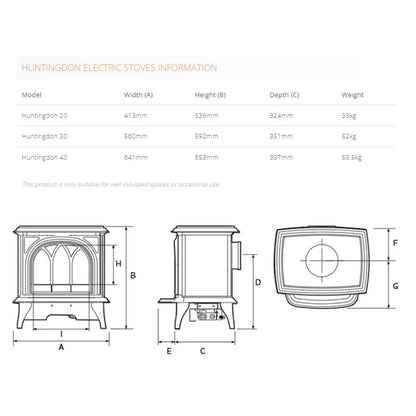 Gazco Huntingdon 30 Clear Electric Stove UK