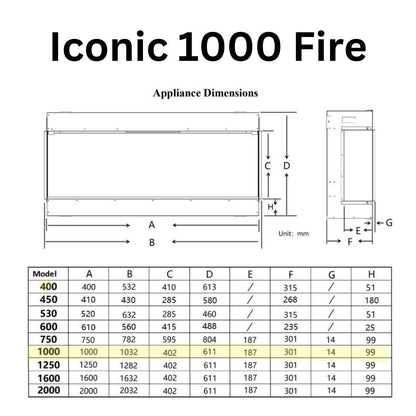 Iconic 1000 Landscape Electric Fire UK