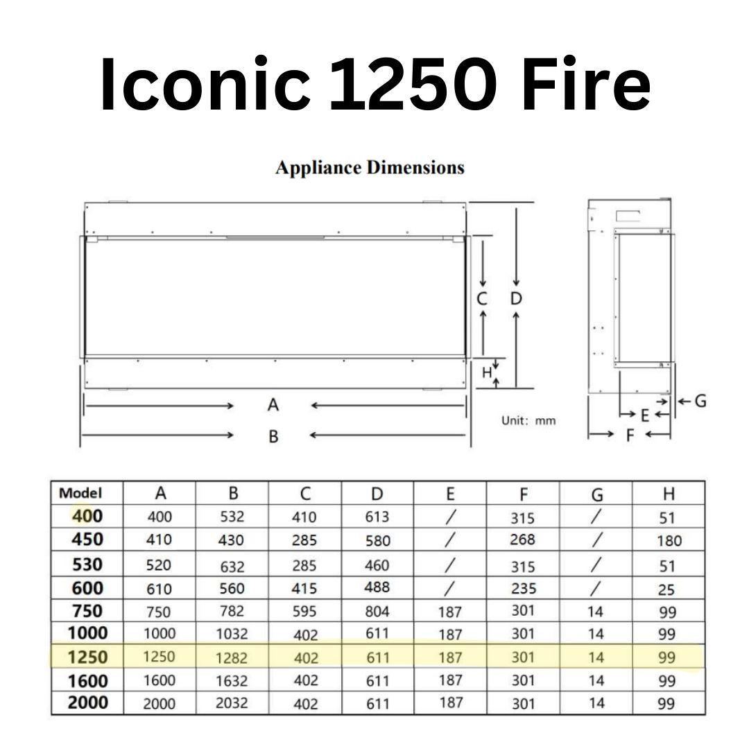 Iconic 1250 Landscape Electric Fire UK