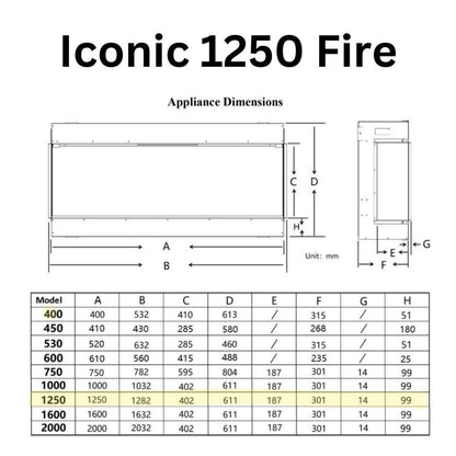 Iconic 1250 Landscape Electric Fire UK