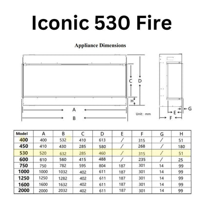 Iconic 530 Landscape Electric Fire UK
