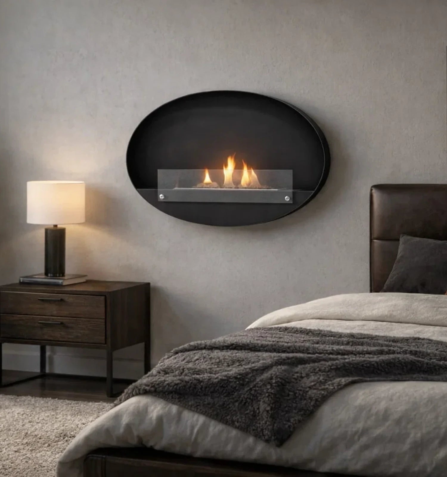 Maryland - Oval Wall Hanging Slim Fireplace UK