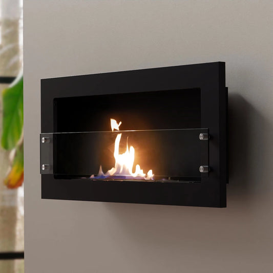 Scandiflames Texas Black / silver/ white - Wall Mounted Bioethanol Fireplace UK