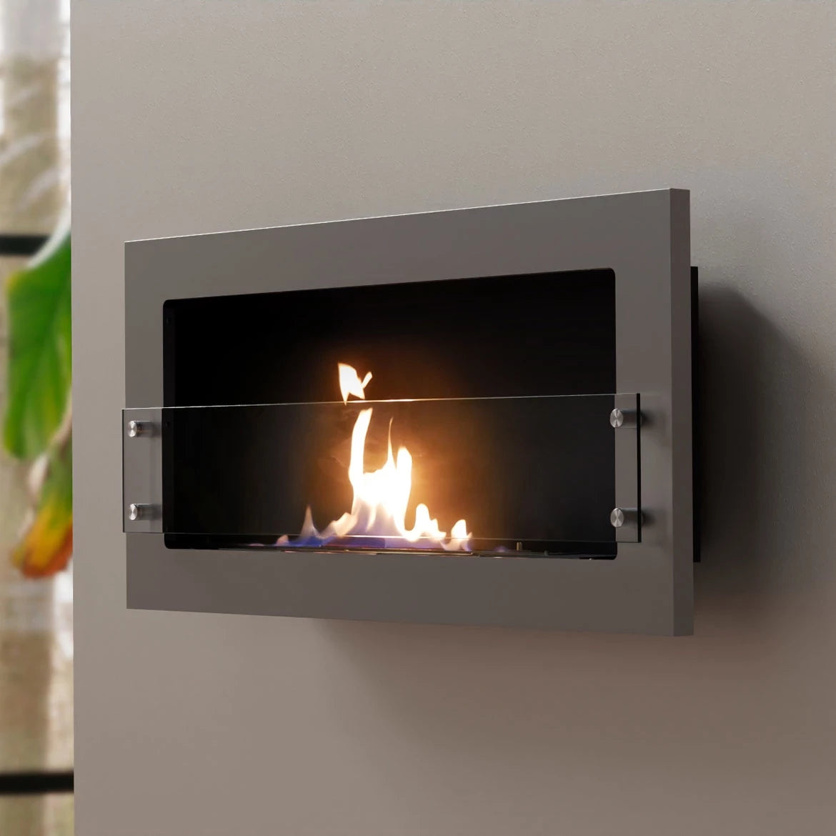 Scandiflames Texas Black / silver/ white - Wall Mounted Bioethanol Fireplace UK