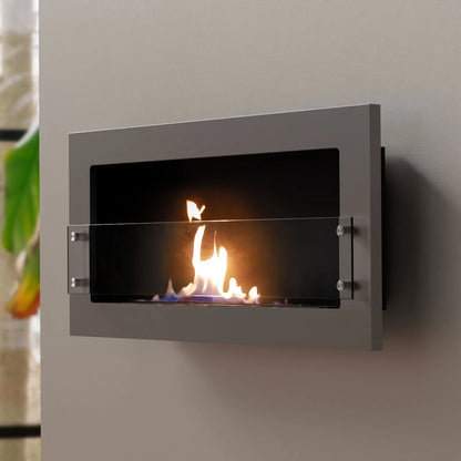 Scandiflames Texas Black / silver/ white - Wall Mounted Bioethanol Fireplace UK