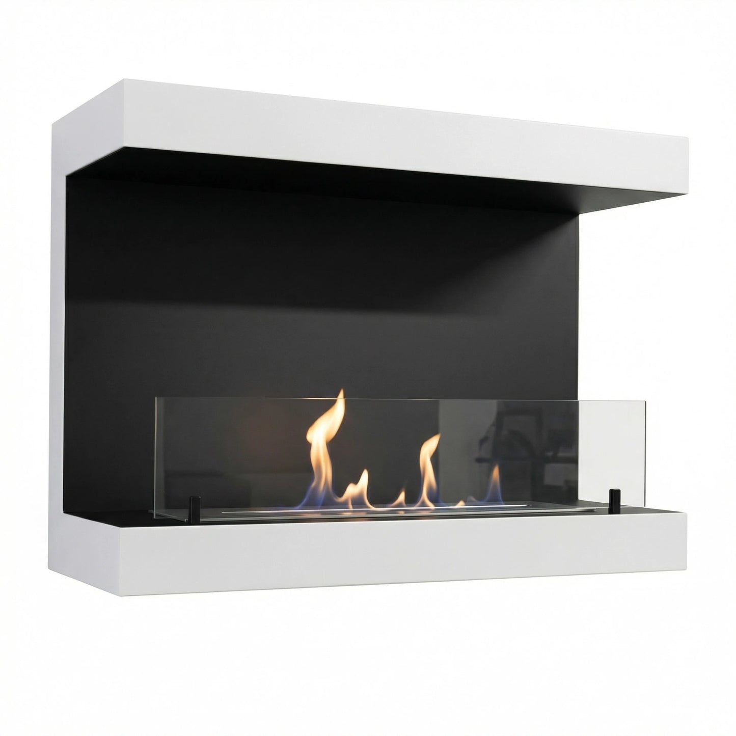Scandiflames Dakota White or Black - 3-sided 80 cm Wall Bioethanol fireplace UK