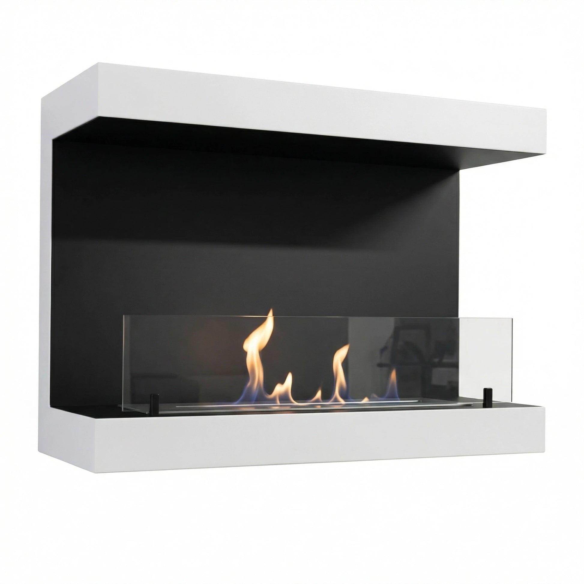 Scandiflames Dakota White or Black - 3-sided 80 cm Wall Bioethanol fireplace UK