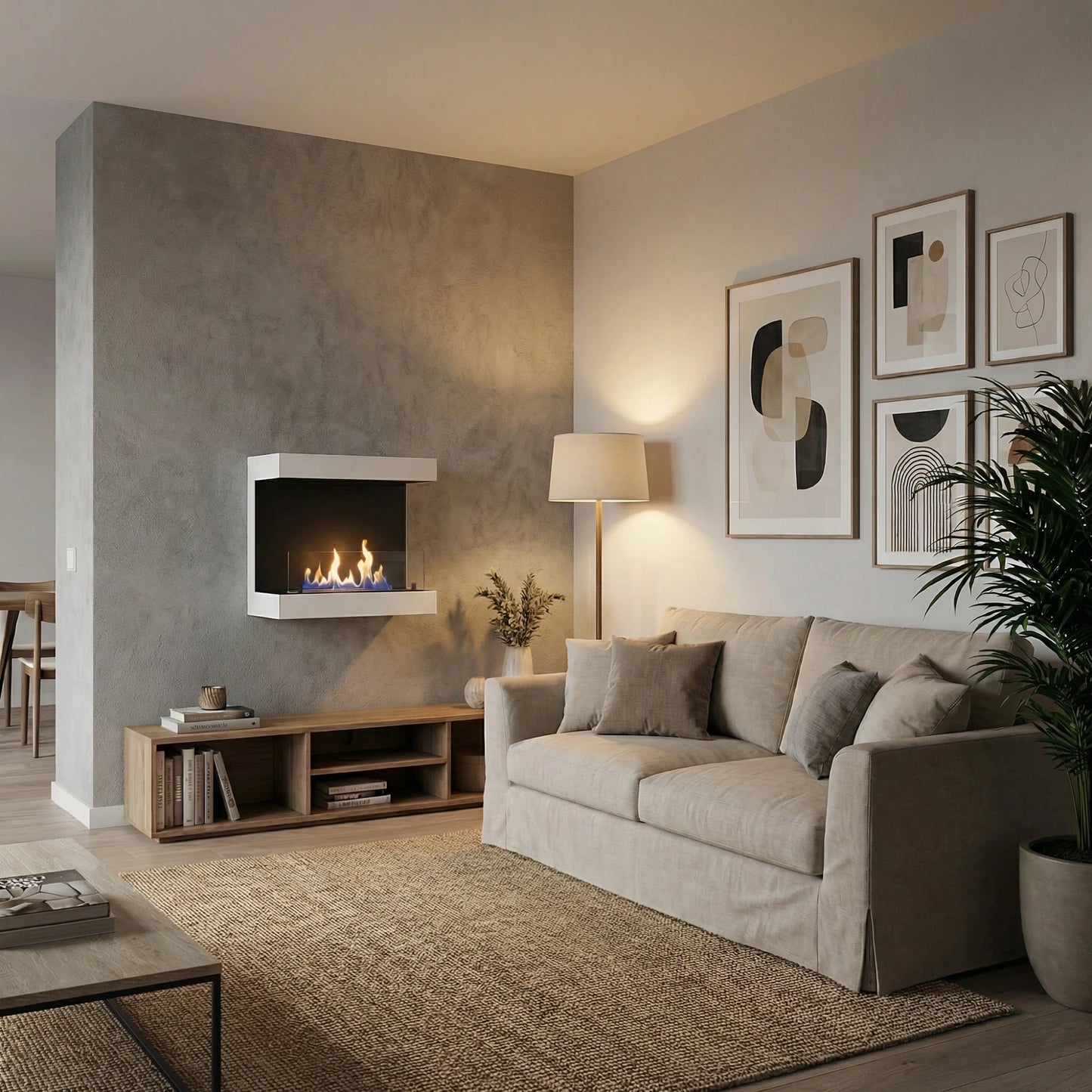 Scandiflames Dakota White or Black - 3-sided 80 cm Wall Bioethanol fireplace UK