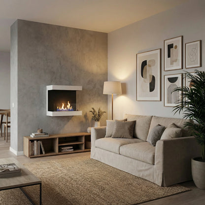 Scandiflames Dakota White or Black - 3-sided 80 cm Wall Bioethanol fireplace UK