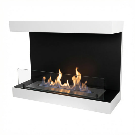Scandiflames Dakota White or Black - 3-sided 80 cm Wall Bioethanol fireplace UK