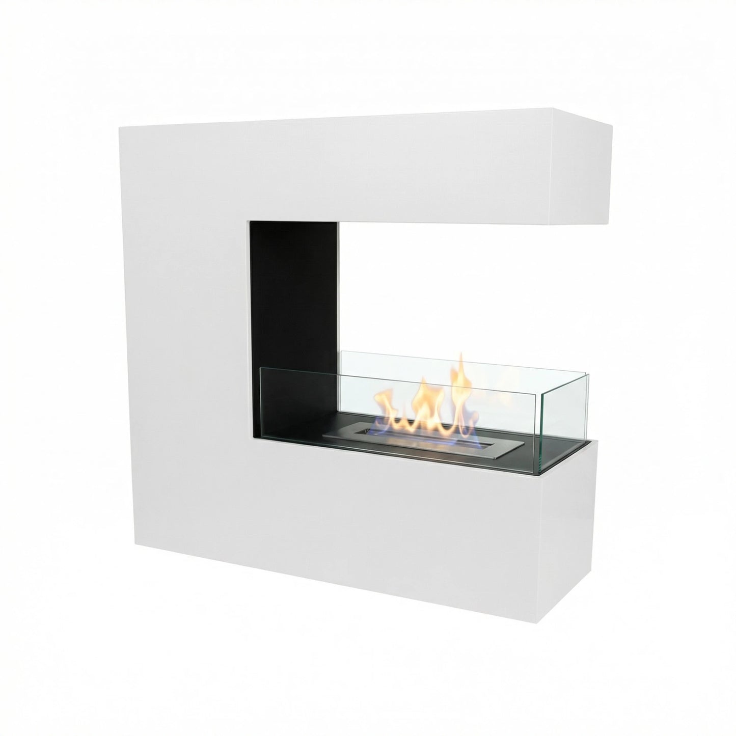 ScandiFlames Topeka White 3-Sided Bio Fireplace in Steel
