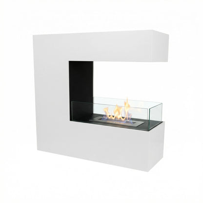 ScandiFlames Topeka White 3-Sided Bio Fireplace in Steel