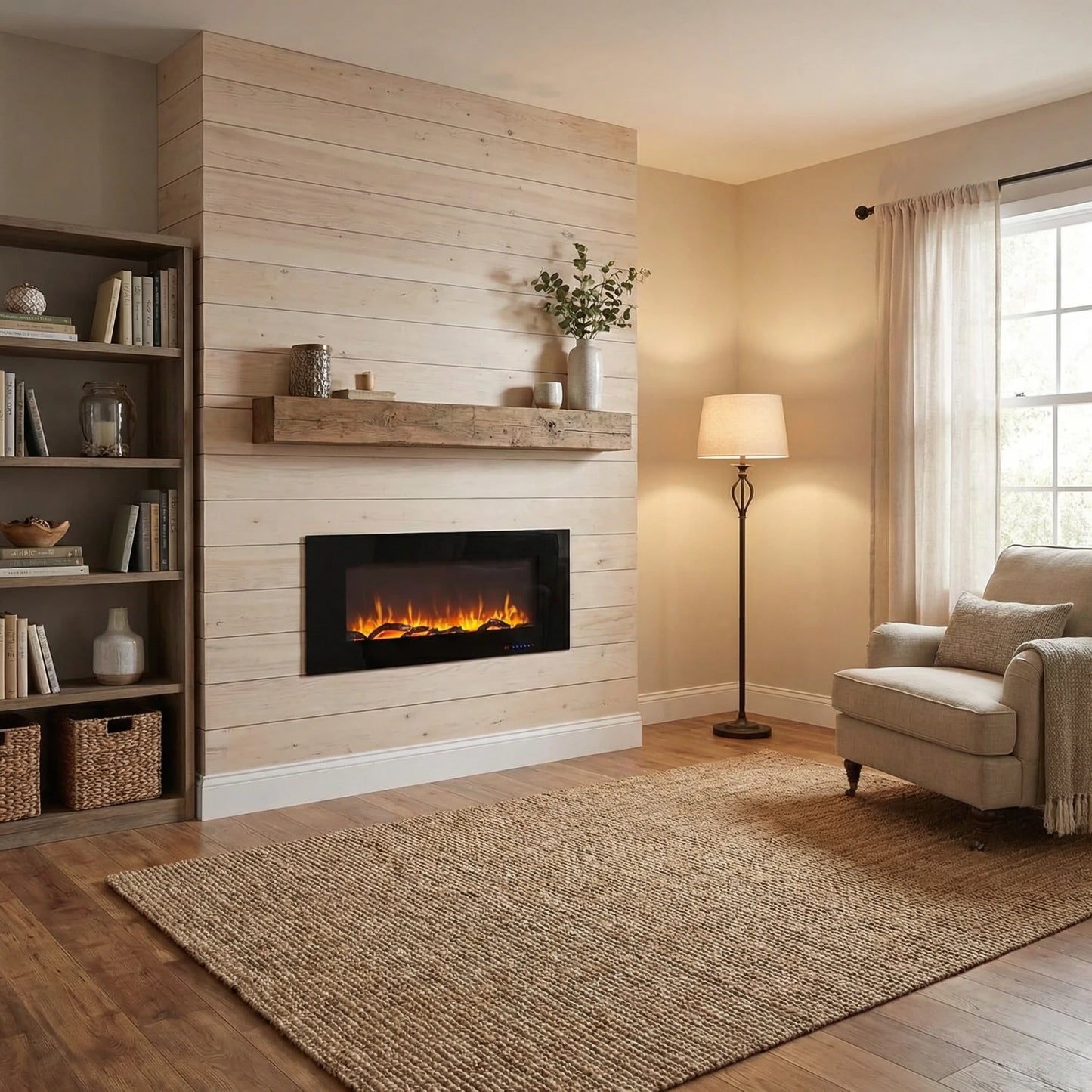 Azurite Wall-Mounted Electric Fireplace - Black  or white- 127 cm