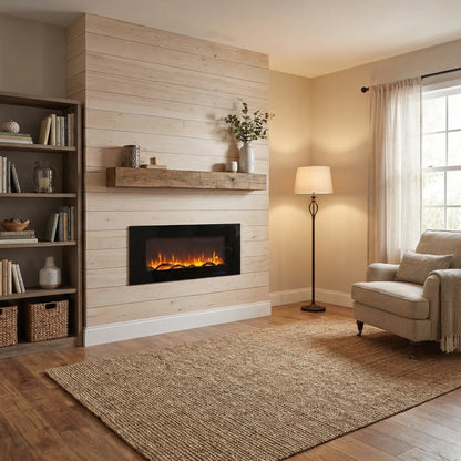 Azurite Wall-Mounted Electric Fireplace - Black  or white- 127 cm