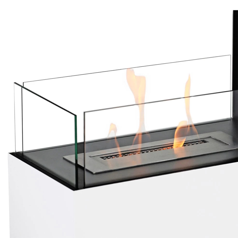 ScandiFlames Topeka White 3-Sided Bio Fireplace in Steel