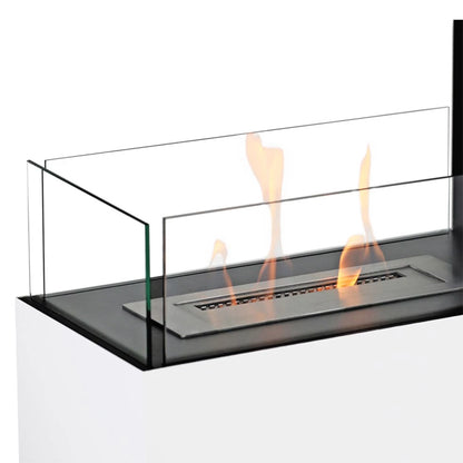 ScandiFlames Topeka White 3-Sided Bio Fireplace in Steel