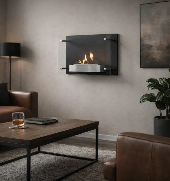 Scandi flames Nevada - Wall Mounted Bioethanol Fireplace UK