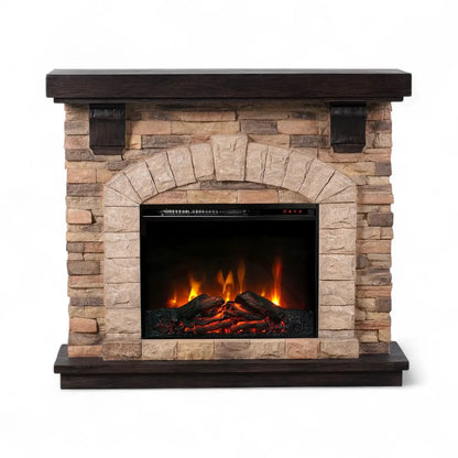 Eira Electric Fireplace – Freestanding Mantel in Classic Stone Design