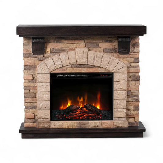 Eira Electric Fireplace – Freestanding Mantel in Classic Stone Design