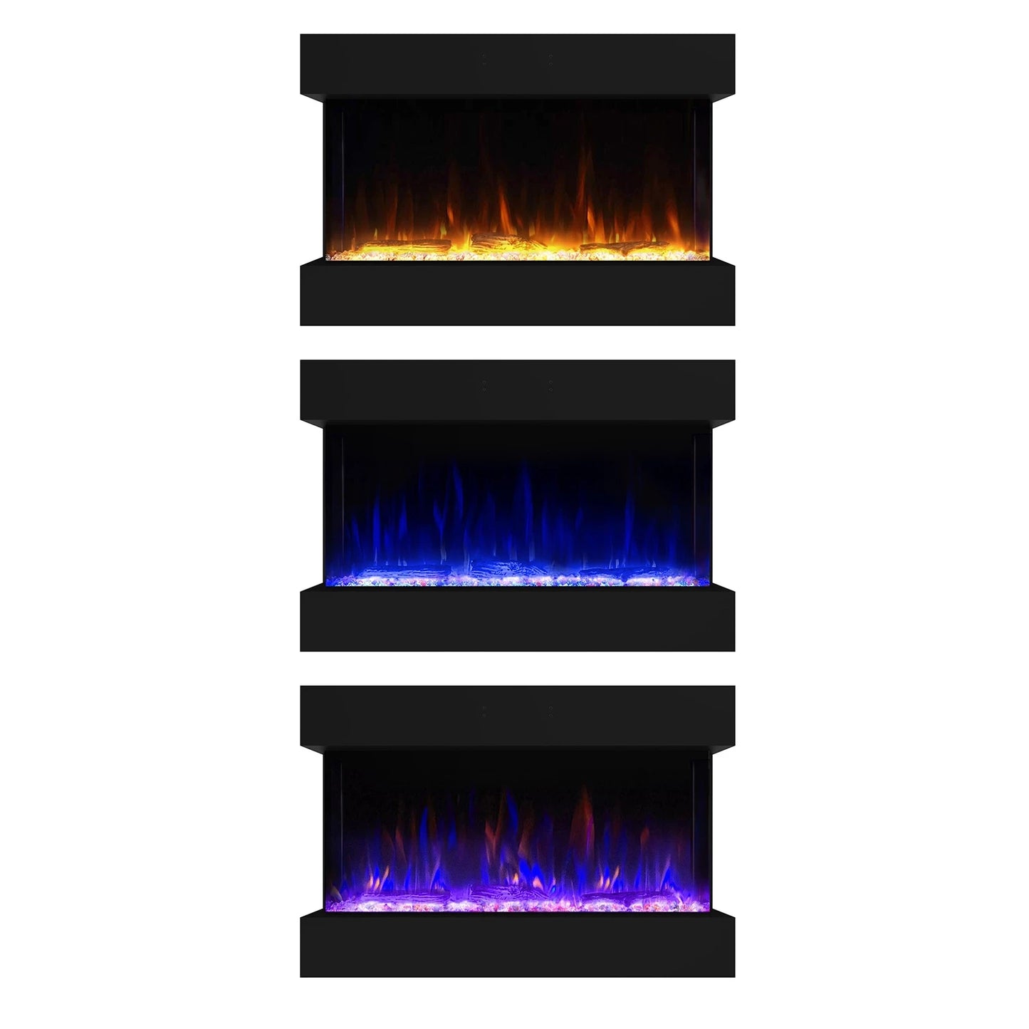 Feroza Wall-Mounted Electric Fireplace - Black - 101 cm