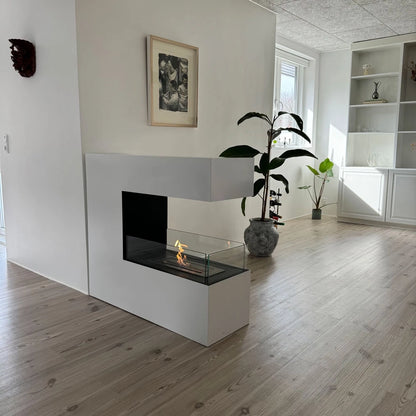 ScandiFlames Topeka White 3-Sided Bio Fireplace in Steel