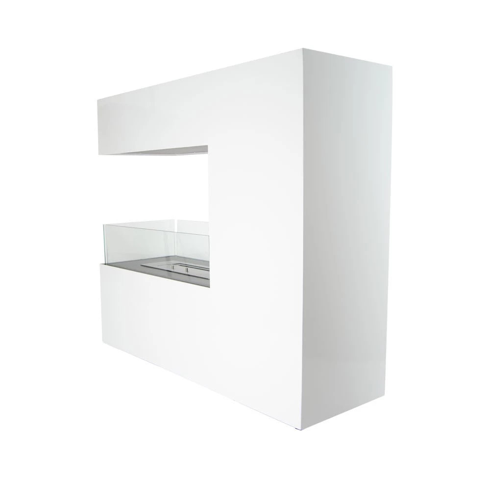 ScandiFlames Topeka White 3-Sided Bio Fireplace in Steel